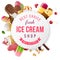 Ice cream shop label with type design