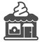 Ice cream shop solid icon, icecream concept, ice cream shop vector sign on white background, shop glyph style for mobile