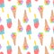 Ice cream simple sketh drawn by hand seamless pattern in cartoon style with cone, eskimo. For wallpapers, web background