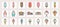 Ice cream, soft serve,ice shave, scoop in crape and popsicle filled color line icons