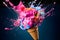 Ice cream splash Frozen Explosion creating an abstract explosion of color and texture ai generated art