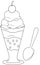 Ice cream with a spoon coloring page