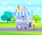 Ice-Cream Stall Street in City Vector Illustration