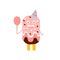 Ice-Cream On A Stick Children Birthday Party Attribute Cartoon Happy Humanized Character In Girly Colors