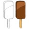 Ice cream on a stick icon. Chocolate ice cream vector illustration. Eskimo ice cream