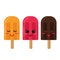 Ice cream on a stick with a smile flat style, dessert. set of elements cartoon character face