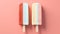 Ice cream sticks on pastel background. Generative AI