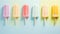 Ice cream sticks on pastel background. Generative AI