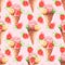 Ice cream and strawberries. Watercolor background. Seamless pattern