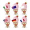 Ice cream strawberry cartoon character bring the flags of various countries