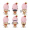 Ice cream strawberry cartoon character are playing games with various cute emoticons