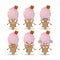 Ice cream strawberry cartoon character with various angry expressions