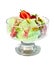 Ice cream strawberry-pistachio in glass goblet