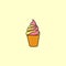 Ice Cream Strawberry Vanilla  Icon Vector Design with Light Yellow Background