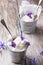 Ice cream with sugared violets