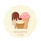 Ice cream, sundae and cupcake icons. Vector illustration.