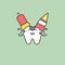 Ice cream on teeth, caries or decay tooth concept