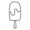 Ice cream thin line icon, confectionary concept, eskimo with dark chocolate glaze sign on white background, Ice lolly