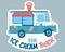 Ice Cream Truck. Cute Sticker, Hand-drawn Vector Illustration with a Cut Line