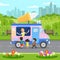 Ice cream Van, Food Truck Vector Illustration