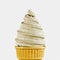 Ice cream vanilla in a waffle cone is delicious. Highly detailed 3d rendering illustration mock-up front view close up.