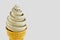 Ice cream vanilla in a waffle cone is delicious. Highly detailed 3d rendering illustration mock-up side view close up.