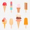 Ice cream variety collection. Chocolate, vanilla dessert. Vector