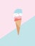 Ice cream vector background with simple, minimal art symbol, modern soft pastel colors. Tasty snack, food symbol.
