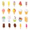 Ice cream vector icecream in cone with chocolate vanilla and iced creamer dessert on scoop illustration icing candy icy