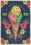 Ice cream vintage poster colorful