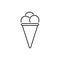 Ice Cream in Waffle Cone Black Line Icon. Sundae Summer Frozen Milk Food Flat Symbol. Vanilla Soft Ice Cream Sign
