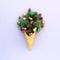 Ice cream waffle cone with fir branches, cones and ballsthemecreativeconceptdece