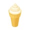 Ice Cream in Waffle Cone from Food Court as Self-serve Dinner Isometric Vector Illustration