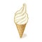 Ice cream waffle cone, mooth vanilla soft cream, soft serve dessert isometric cartoon icon raster 3D illustration