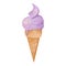 Ice cream in a waffle cone with one purple ball. Cute textural digital art. Print for stickers, menus, cards, restaurants, invitat