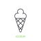 Ice cream in the waffle cone outline icon. Vector illustration. Symbol of summertime and sweet food