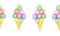 Ice cream waffle cones seamless repeating horizontal border. Hand drawn cute illustration of ice cream. se for card