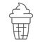 Ice cream in waffle cup thin line icon, dessert concept, ice-cream sign on white background, icecream icon in outline