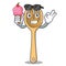 With ice cream wooden fork character cartoon