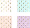 Ice-creams patterns on white, blue, pink, violet background