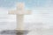 Ice cross hole and a cross of ice for the holidays of Orthodox baptism in Russia
