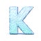 Ice crystal font letter K 3D