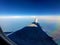 Ice crystals on airplane window during flight