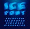 Ice cube alphabet. Abstract 3D stunning font, contemporary type for logo, headline, monogram, creative lettering, maxi