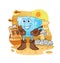 Ice cube cowboy with wanted paper. cartoon mascot vector