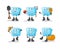 Ice cube farmer group character. cartoon mascot vector