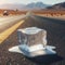 An ice cube finds itself melting on desert highway
