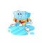 Ice cube ice skiing cartoon. character mascot vector