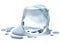 Ice cube. Melting Ice cubes with water drops. Clear ice in cube shape. Frozen water. Ice maker for freeze water