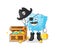 Ice cube pirate with treasure mascot. cartoon vector